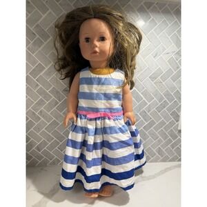 Pottery Barn Kids Gotz 18" Doll Brown Eyes Brown Hair W Carters Dress Preppy